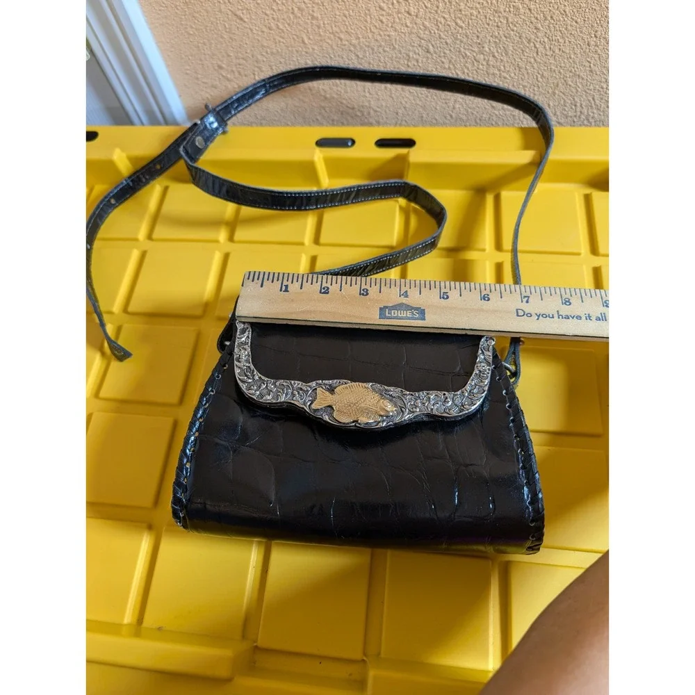 Glen Miller for Ann Turk crocodile leather Black clutch‎